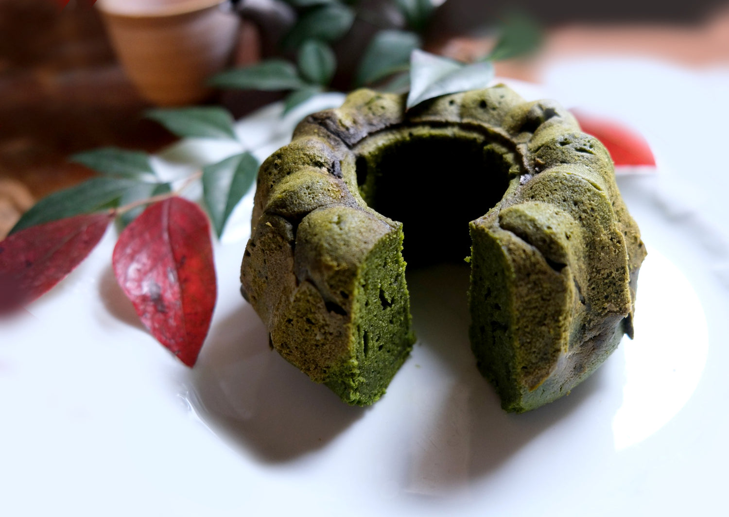 甘茶の宇治抹茶クグロフの写真